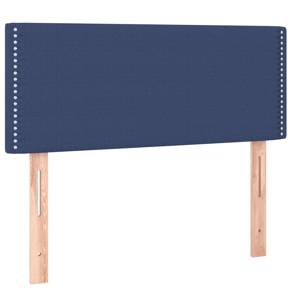 Cama box spring c/ colchão e LED 100x200 cm tecido azul