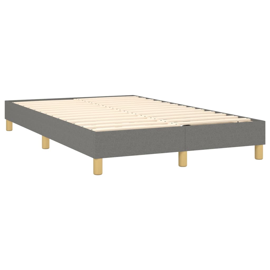 Cama box spring c/ colchão e LED 120x200 cm tecido cinza-escuro