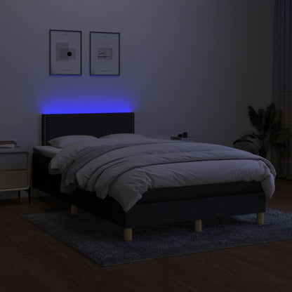 Cama box spring c/ colchão e LED 120x200 cm tecido preto