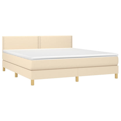 Cama box spring c/ colchão e LED 160x200 cm tecido cor creme