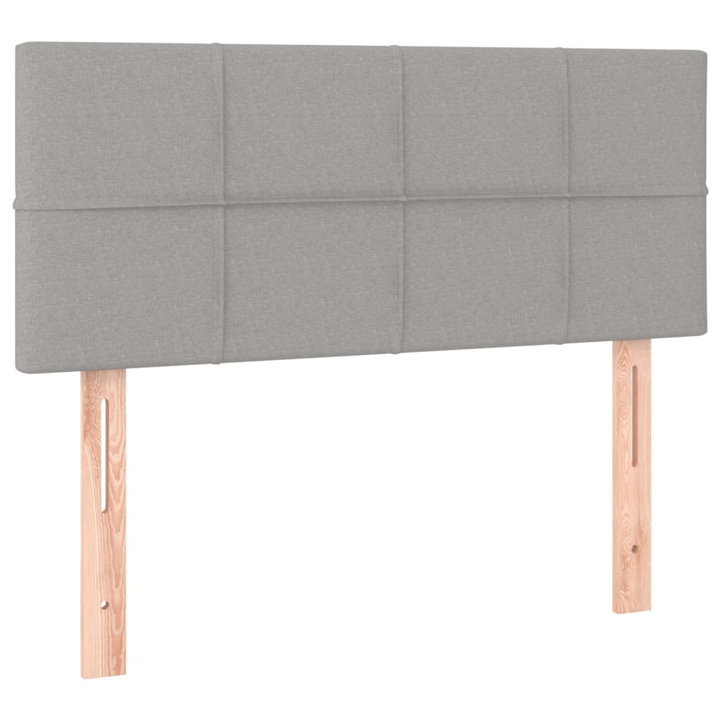 Cama box spring c/ colchão e LED 90x190 cm tecido cinza-claro