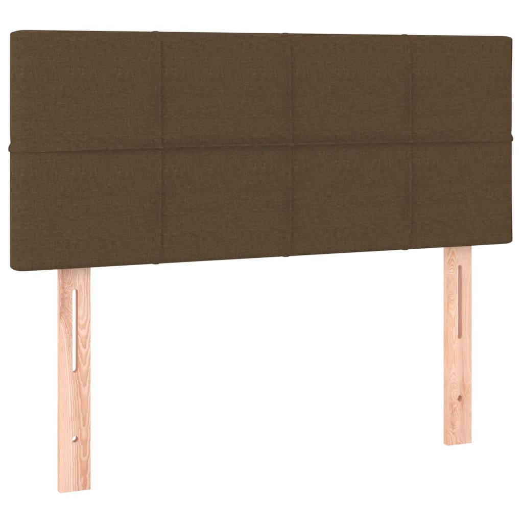 Cama box spring c/ colchão/LED 90x190 cm tecido castanho-escuro