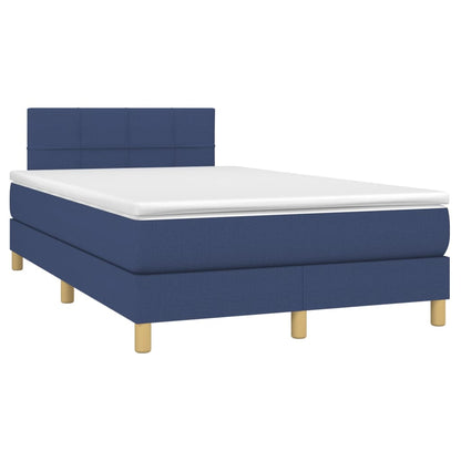 Cama box spring c/ colchão e LED 120x200 cm tecido azul