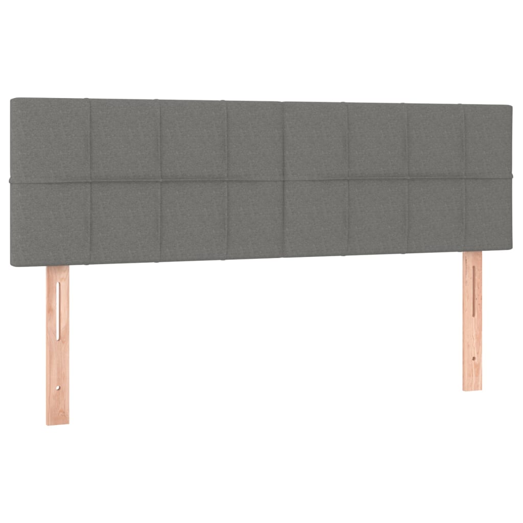 Cama box spring c/ colchão e LED 140x190 cm tecido cinza-escuro