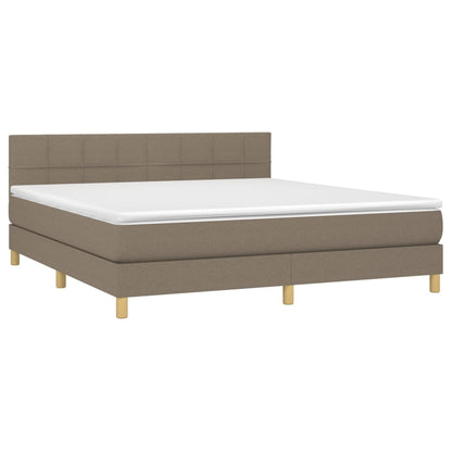 Cama box spring colchão/LED 180x200cm tecido cinza-acastanhado