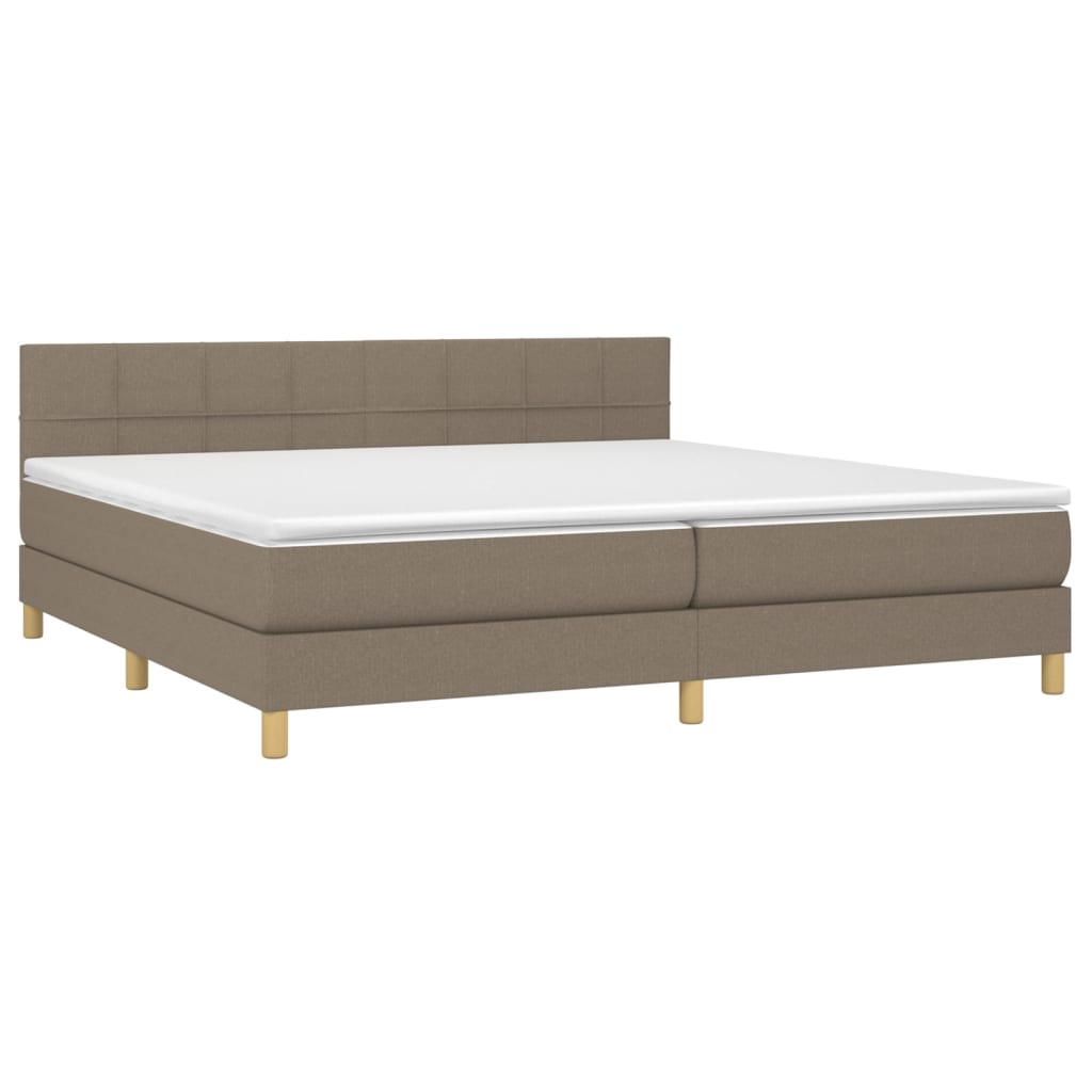 Cama box spring colchão/LED 200x200cm tecido cinza-acastanhado