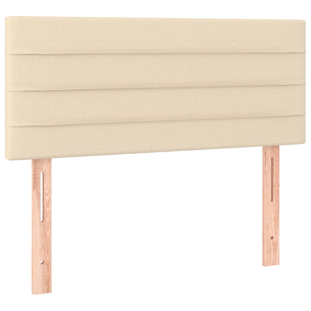 Cama box spring c/ colchão e LED 90x190 cm tecido cor creme