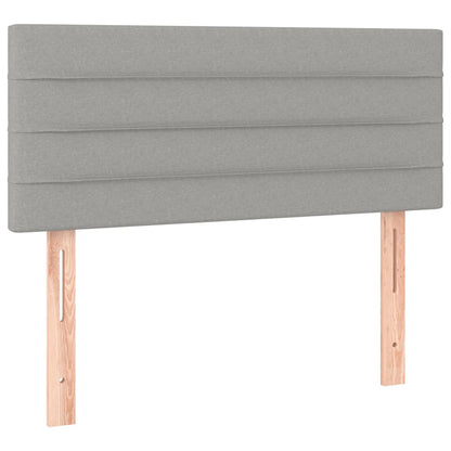 Cama box spring c/ colchão e LED 100x200 cm tecido cinza-claro