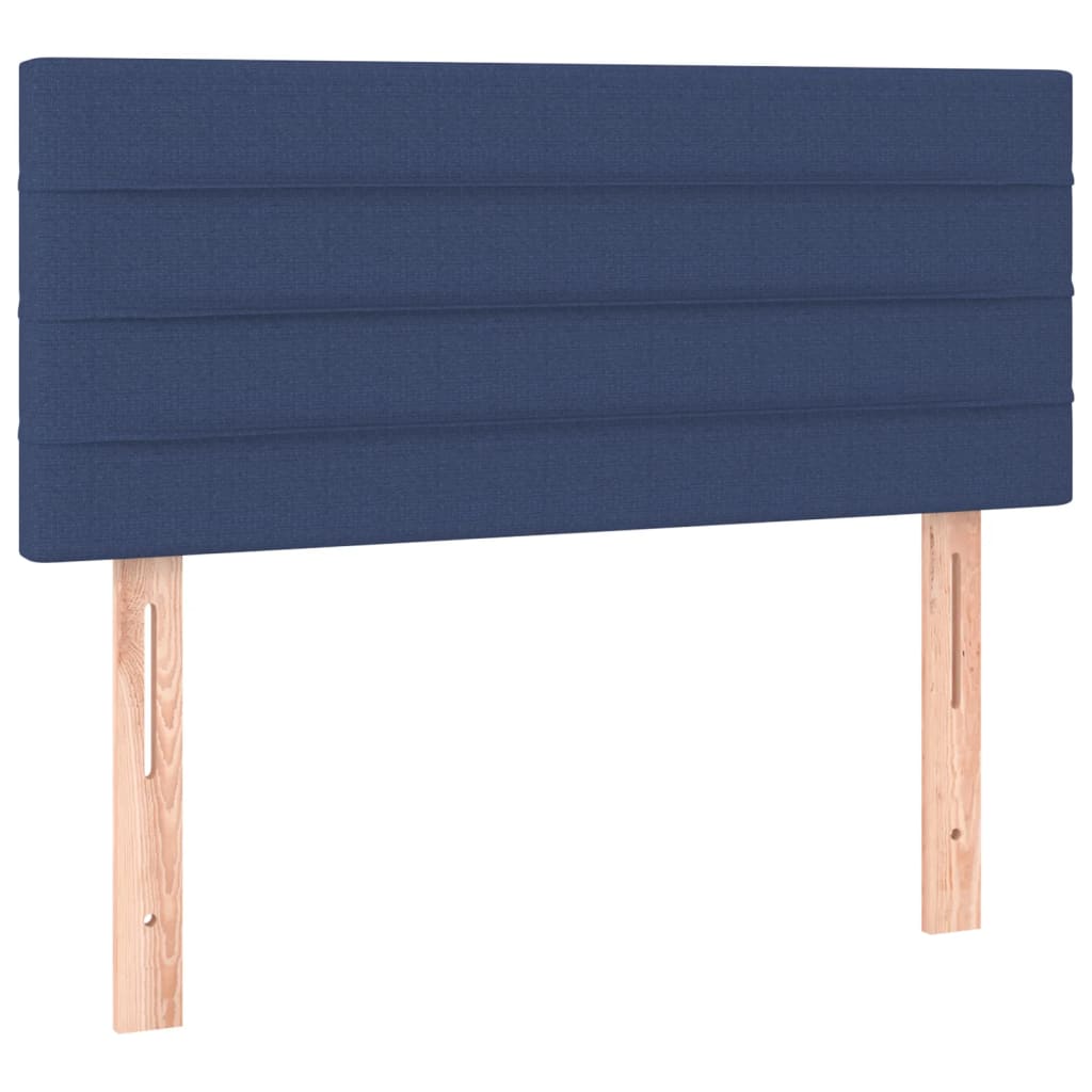 Cama box spring c/ colchão e LED 100x200 cm tecido azul