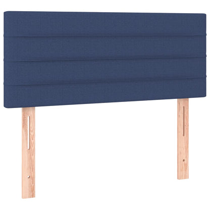 Cama box spring c/ colchão e LED 100x200 cm tecido azul