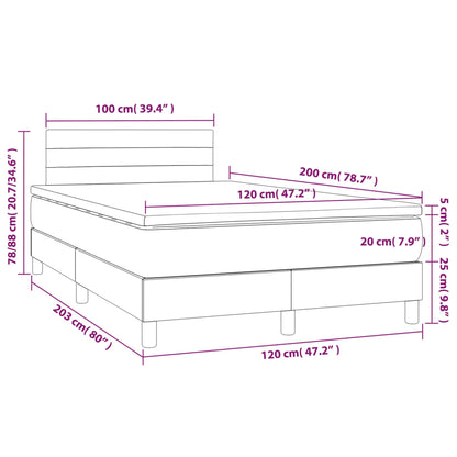 Cama box spring c/ colchão e LED 120x200 cm tecido azul