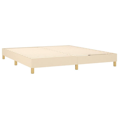 Cama box spring c/ colchão e LED 160x200 cm tecido cor creme