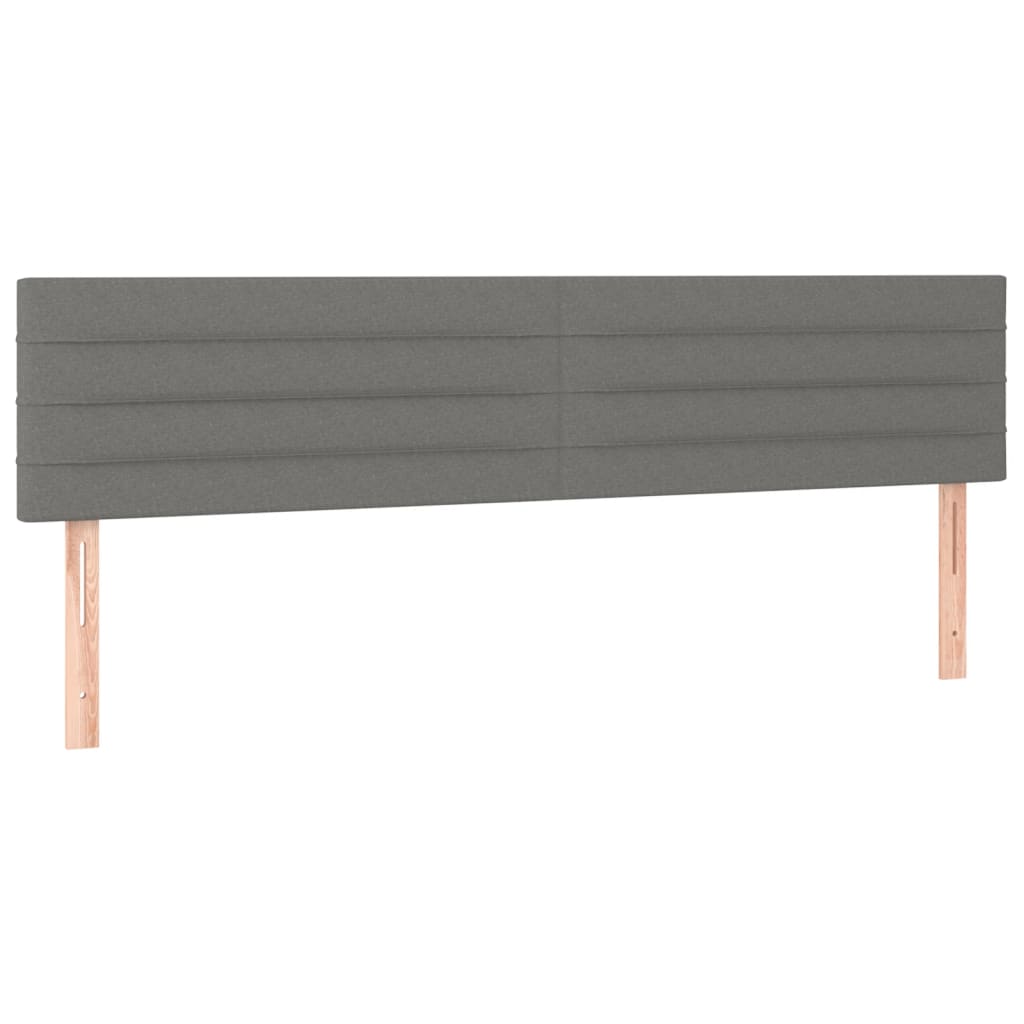 Cama box spring c/ colchão e LED 200x200 cm tecido cinza-escuro