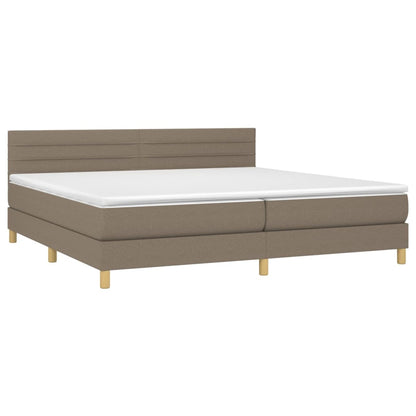 Cama box spring colchão/LED 200x200cm tecido cinza-acastanhado