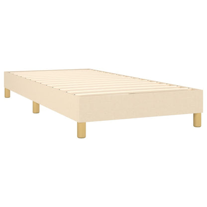 Cama box spring c/ colchão e LED 90x200 cm tecido cor creme