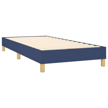 Cama box spring c/ colchão e LED 90x200 cm tecido azul