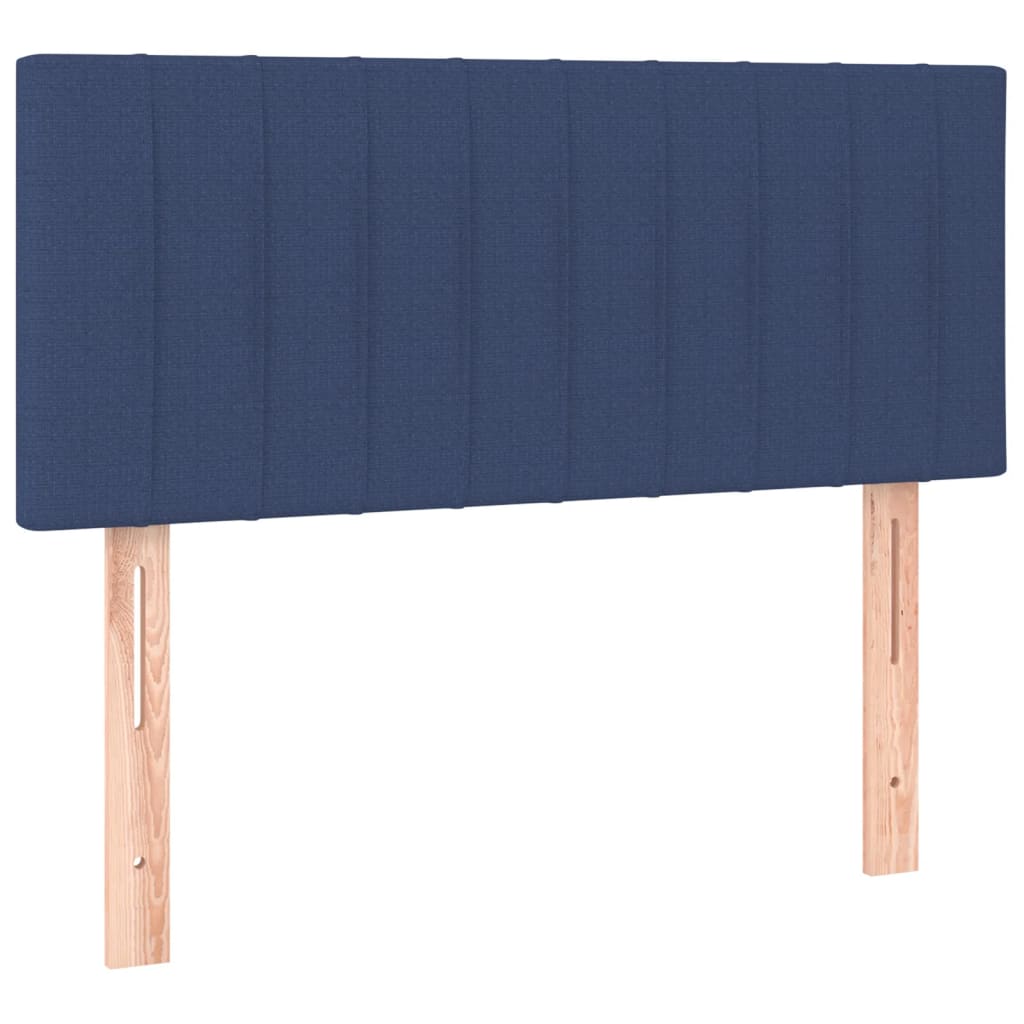 Cama box spring c/ colchão e LED 100x200 cm tecido azul