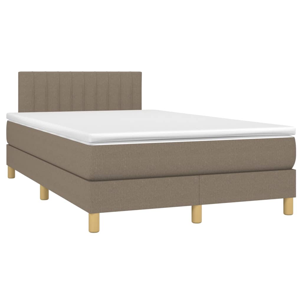 Cama box spring colchão/LED 120x200cm tecido cinza-acastanhado