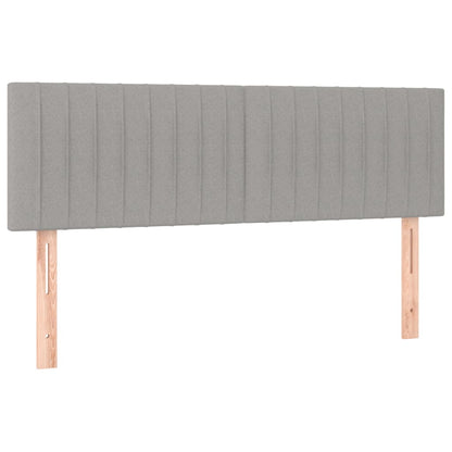 Cama box spring c/ colchão e LED 140x190 cm tecido cinza-claro