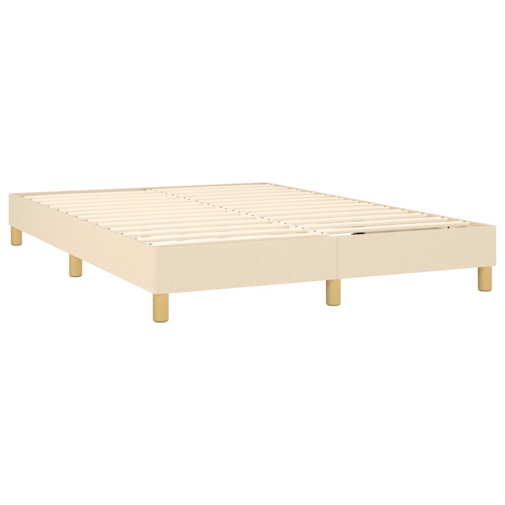 Cama box spring c/ colchão e LED 140x200 cm tecido cor creme