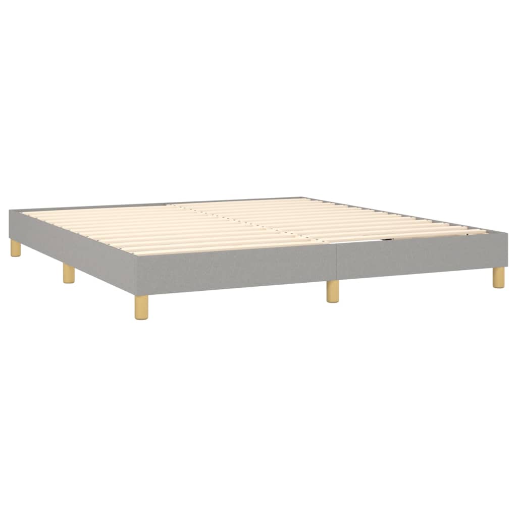 Cama box spring c/ colchão e LED 160x200 cm tecido cinza-claro