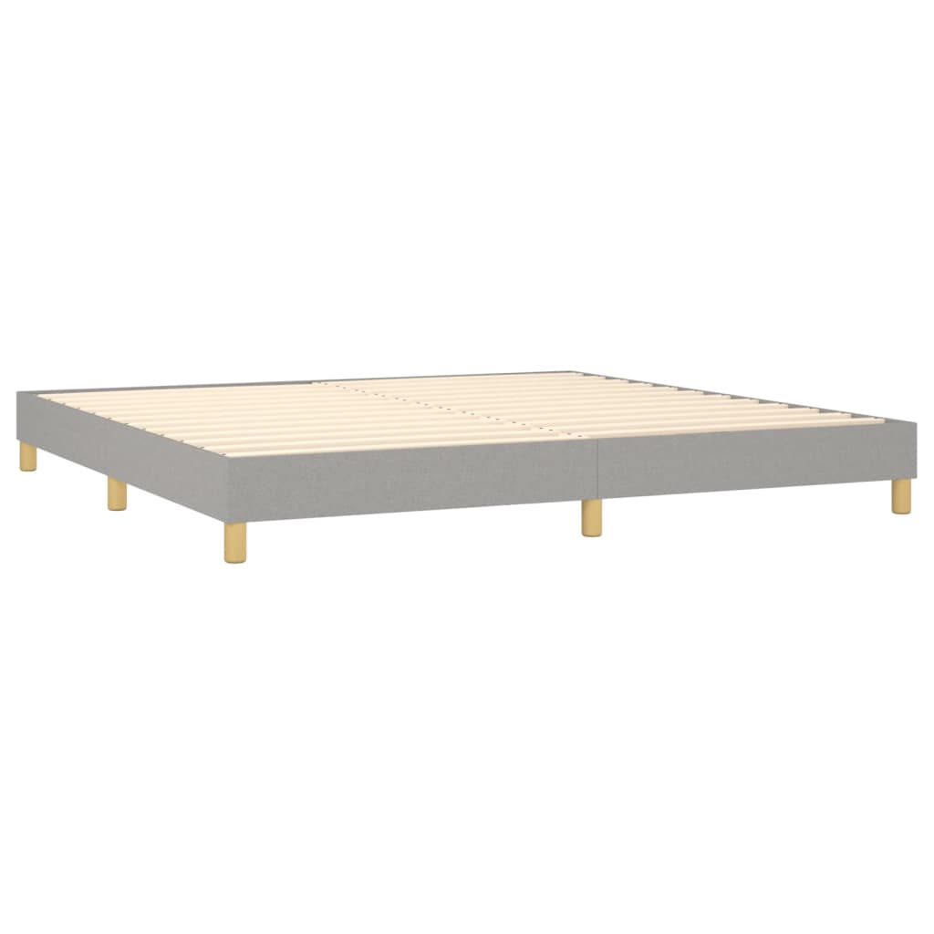 Cama box spring c/ colchão e LED 200x200 cm tecido cinza-claro