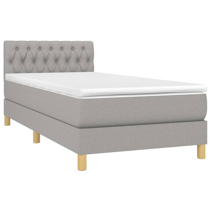 Cama box spring c/ colchão e LED 80x200 cm tecido cinza-claro