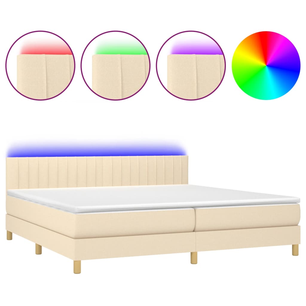 Cama box spring c/ colchão e LED 80x200 cm tecido cinza-escuro