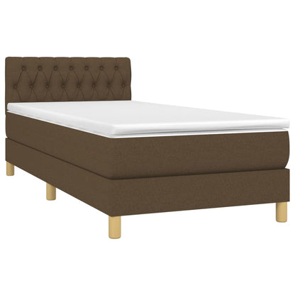 Cama box spring c/ colchão/LED 90x190 cm tecido castanho-escuro