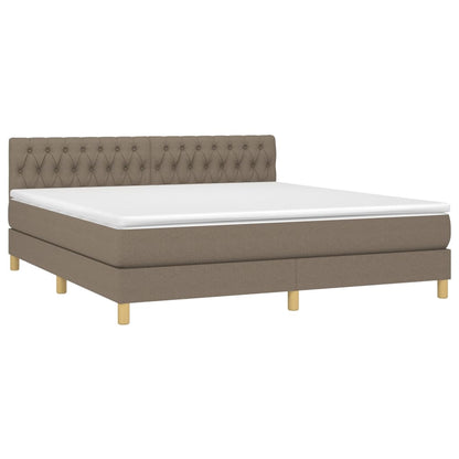 Cama box spring colchão/LED 180x200cm tecido cinza-acastanhado