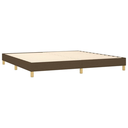 Cama box spring c/ colchão/LED 200x200cm tecido castanho-escuro