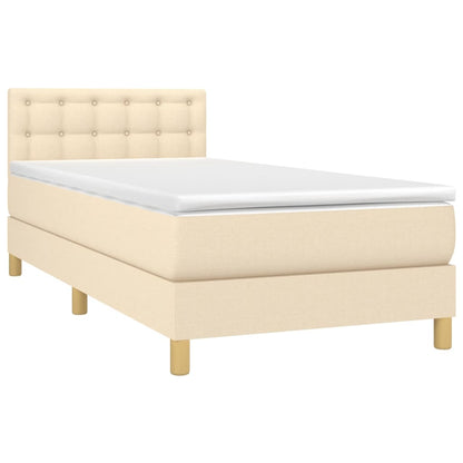 Cama box spring c/ colchão e LED 100x200 cm tecido cor creme