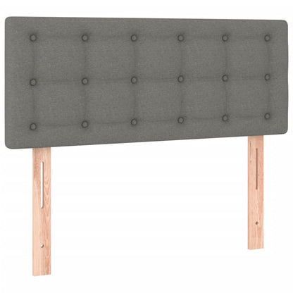 Cama box spring c/ colchão e LED 120x200 cm tecido cinza-escuro