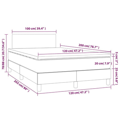 Cama box spring c/ colchão/LED 120x200cm couro artificial cinza