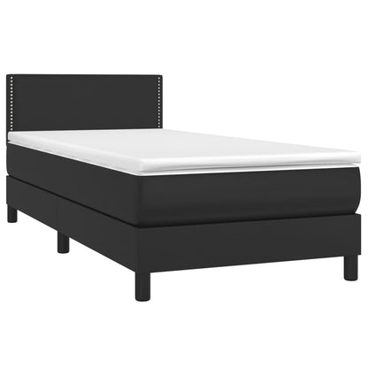 Cama box spring c/ colchão/LED 80x200 cm couro artificial preto