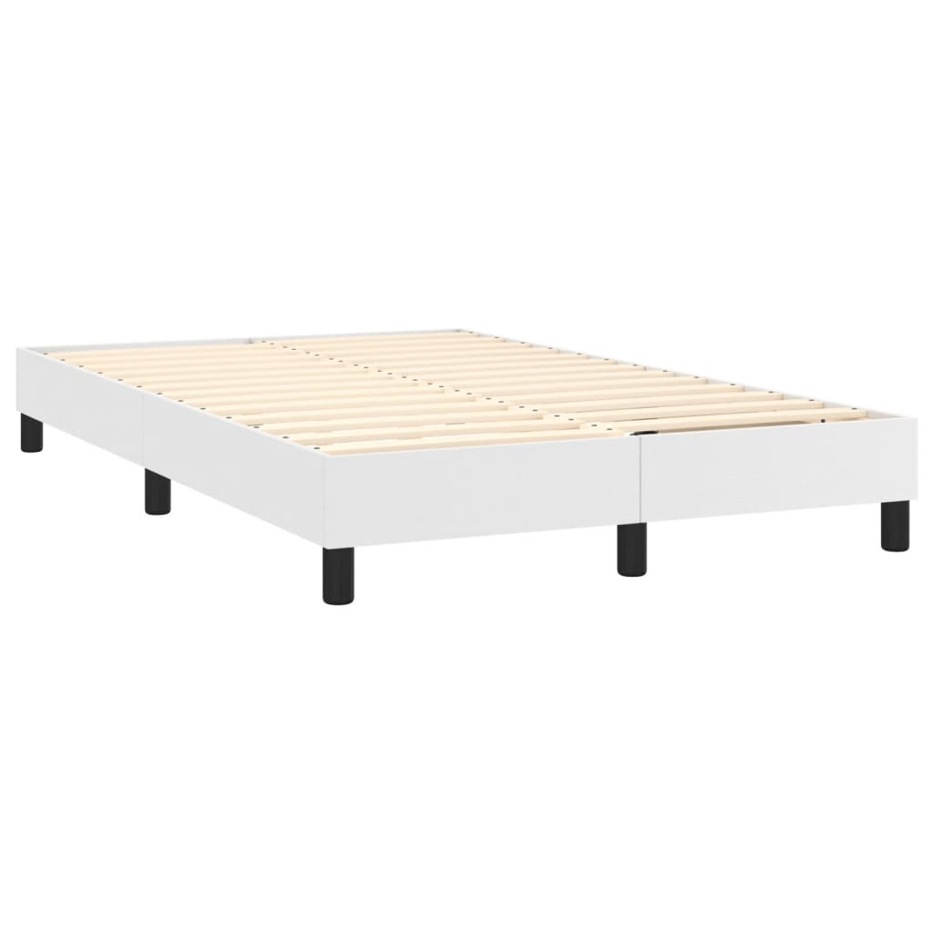 Cama box spring c/colchão/LED 120x200cm couro artificial branco