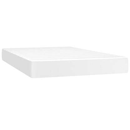 Cama box spring c/colchão/LED 120x200cm couro artificial branco