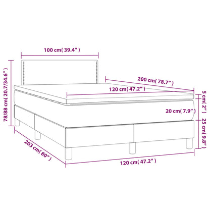 Cama box spring c/colchão/LED 120x200cm couro artificial branco