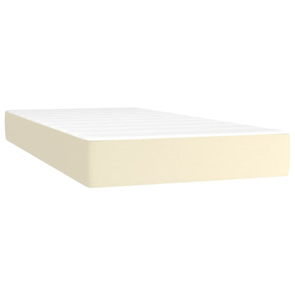 Cama box spring c/ colchão/LED 200x200cm couro artificial creme