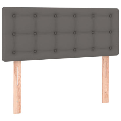 Cama box spring c/ colchão/LED 90x190 cm couro artificial cinza