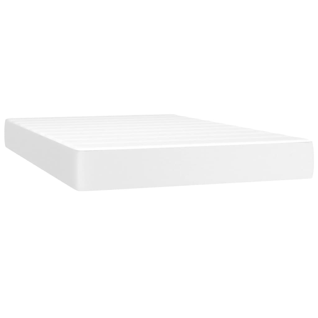 Cama box spring c/colchão/LED 120x200cm couro artificial branco