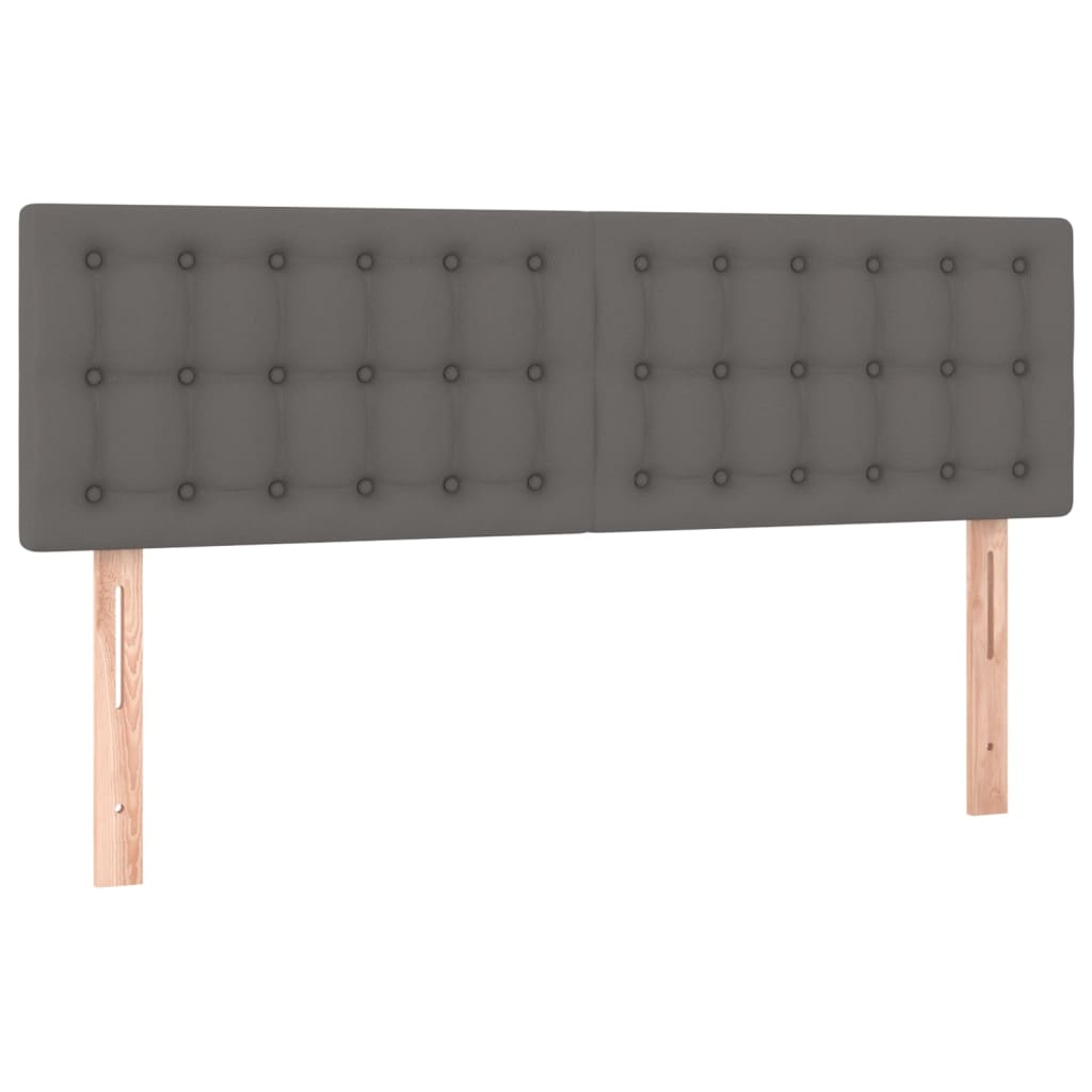 Cama box spring c/ colchão/LED 140x190cm couro artificial cinza