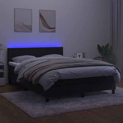 Cama box spring c/ colchão/LED 140x190 cm veludo preto