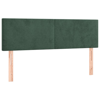 Cama box spring c/ colchão/LED 140x190 cm veludo verde-escuro