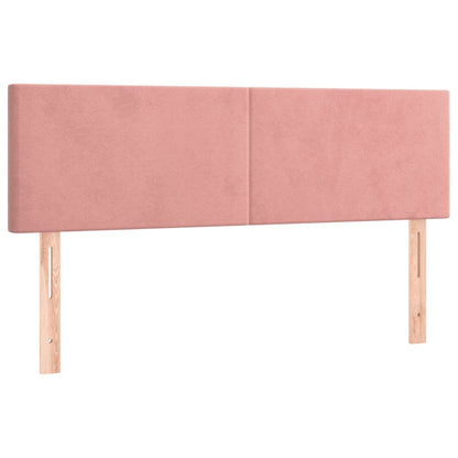 Cama box spring c/ colchão/LED 140x190 cm veludo rosa