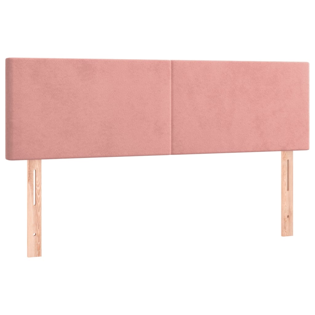 Cama box spring c/ colchão/LED 140x200 cm veludo rosa