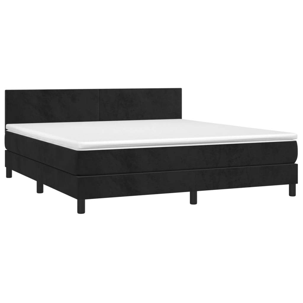 Cama box spring c/ colchão/LED 180x200 cm veludo preto