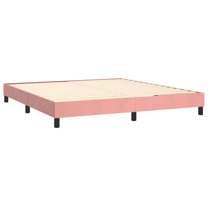 Cama box spring c/ colchão/LED 180x200 cm veludo rosa