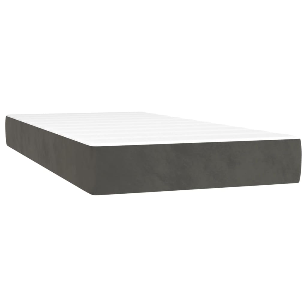 Cama box spring c/ colchão/LED 80x200 cm veludo cinzento-escuro