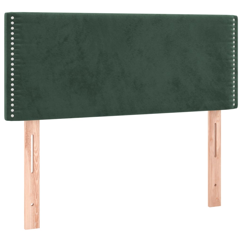 Cama box spring c/ colchão/LED 80x200 cm veludo verde-escuro